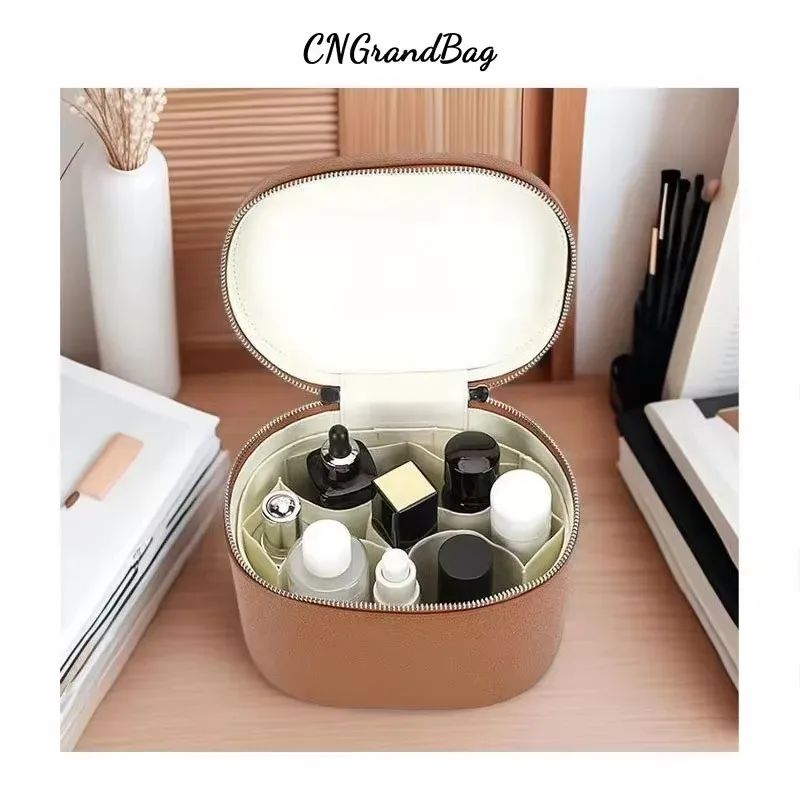 sac de rangement de voyage portable avec nom personnalisé gratuit, sac à cosmétiques amovible avec compartiment de lavage séparé en cuir de galets