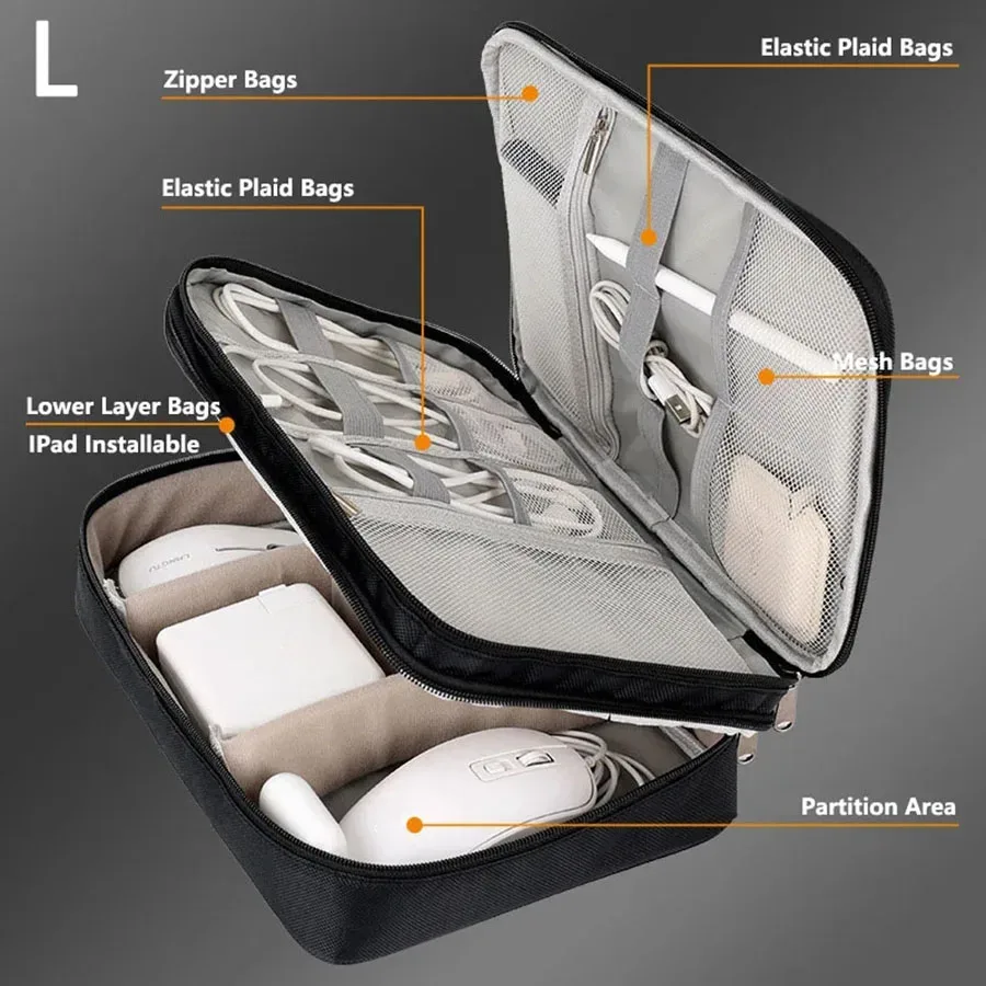 sac de rangement de câbles de données portables, chargeur usb numérique, fil d'écouteurs, boîte de rangement de batterie externe, kit de voyage, pochette de rangement
