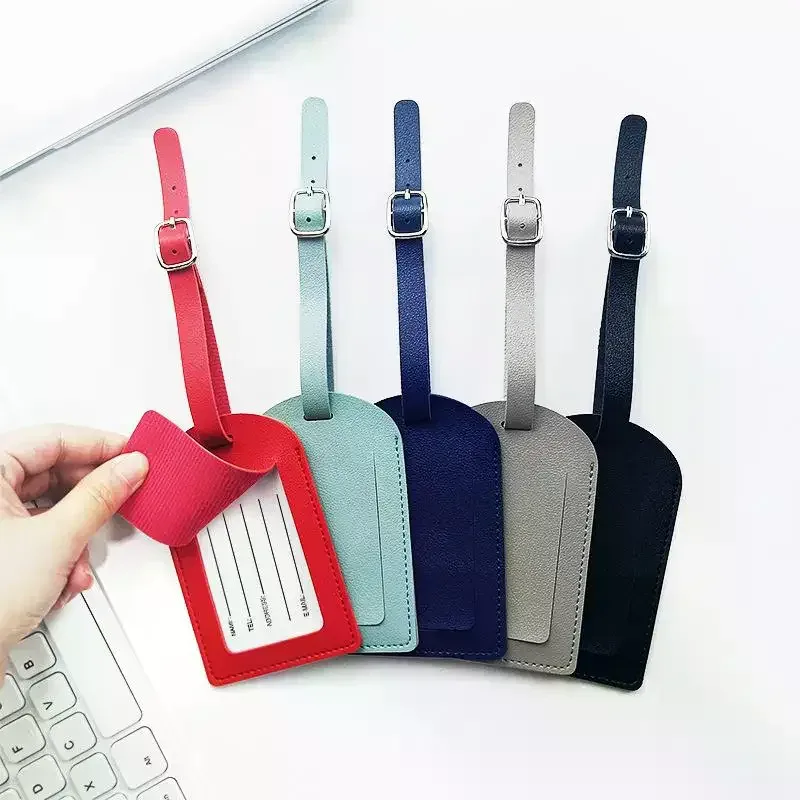 étiquette d'identification de bagage en cuir pu pour valise, porte-nom et adresse, accessoire de voyage pour femmes et hommes