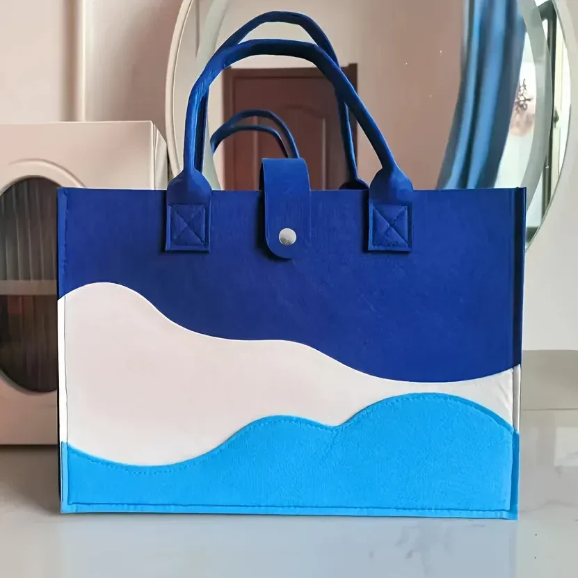 sac fourre-tout en toile rayée pour femmes, 1 pièce, sac à main multifonctionnel de banlieue, sac à bandoulière, sac de rangement pour shopping