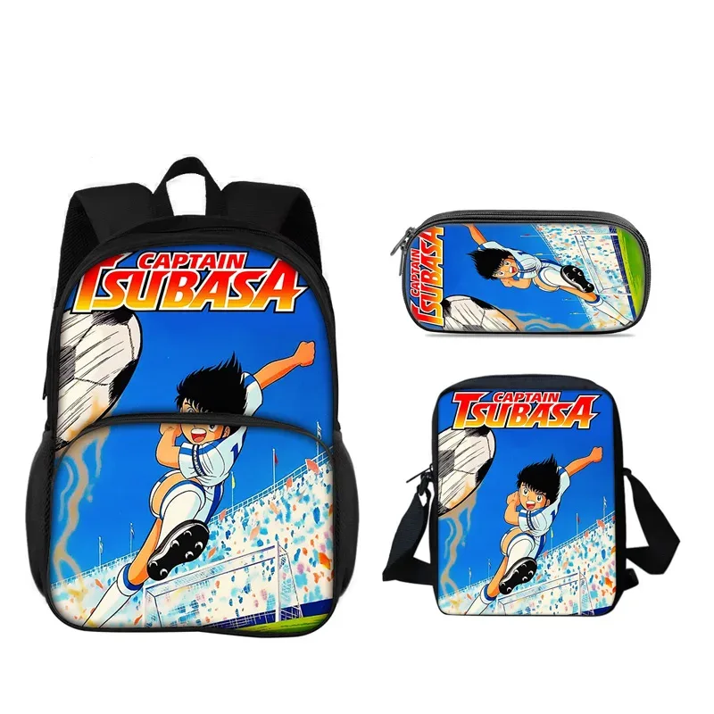 sac à dos captain tsubasa, sac à stylos, sac à bandoulière, ensemble de 3 pièces, polyvalent, pour garçon ou fille, meilleur cadeau d'anniversaire