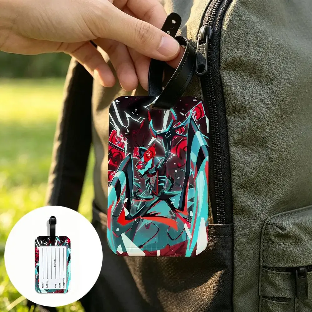 h-hazbin-hotel demonic-edgy – étui pour cartes d'information imperméable en pvc, étiquette de bagage, identificateur anti-perte pour valise et sac à main