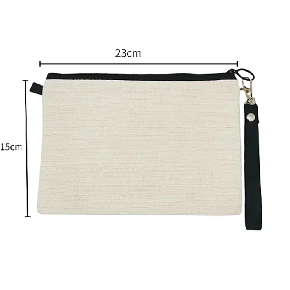 trousse de maquillage vierge par sublimation, sacs à cosmétiques en polyester avec bracelet, sacs de rangement pour lunettes de soleil, protection solaire pour logo personnalisé