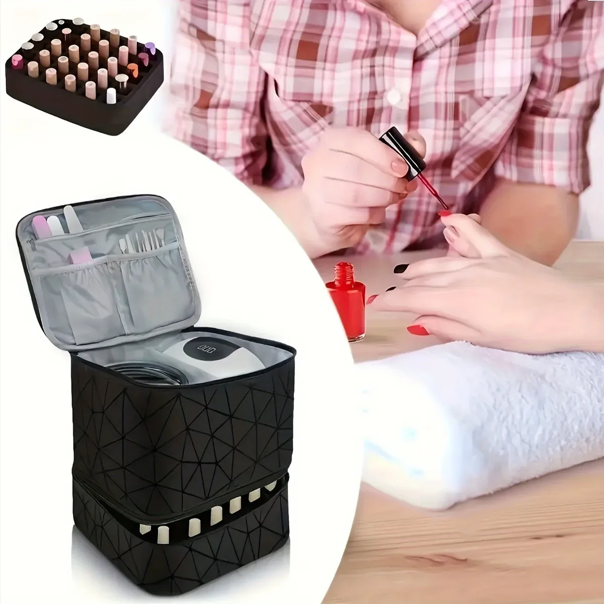 sac cosmétique grande capacité transfrontalier, sac portable haut de gamme en pvc pour femme, sac de rangement pour vernis à ongles, sac fourre-tout pour manucure, sac
