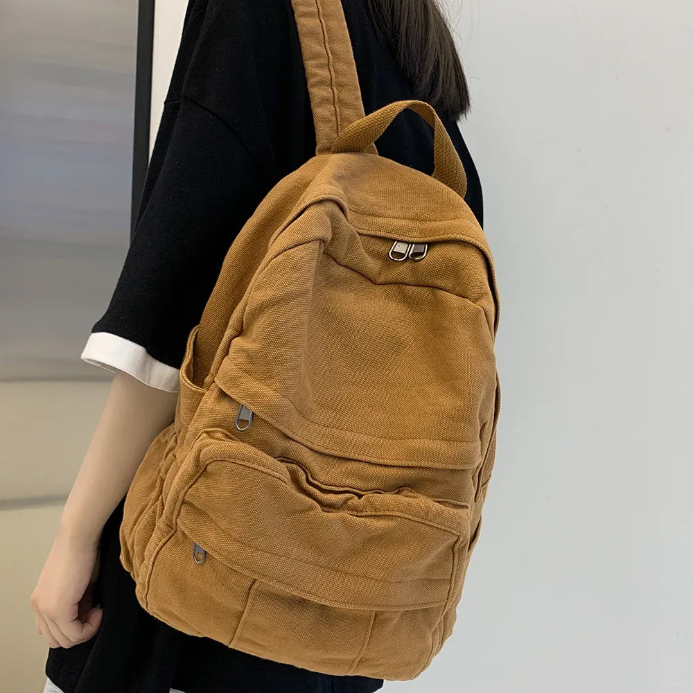 sac à dos en toile pour femme, nouveau style, vintage, pour étudiante, sac d'école, sac pour ordinateur portable, sac de voyage kawaii
