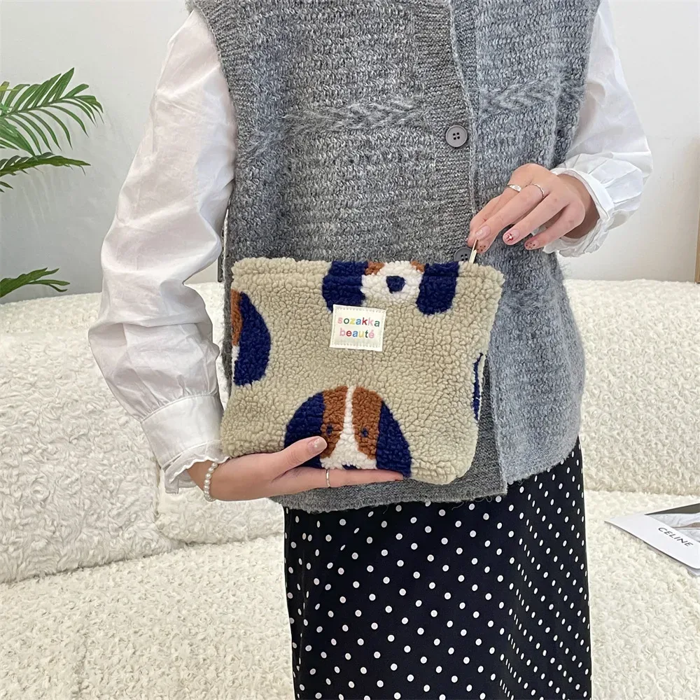 sac à cosmétiques pour femmes, pochette brodée marguerite florale, trousse de toilette de voyage coréenne, pochette de maquillage de beauté, trousse à crayons organisateur