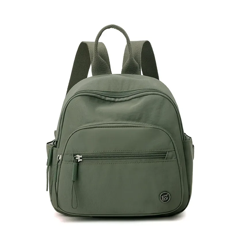 sac à dos portable en nylon pour femme, couleur unie, léger, multi-poches, décontracté, tendance, imperméable, nouveau cadeau 2026
