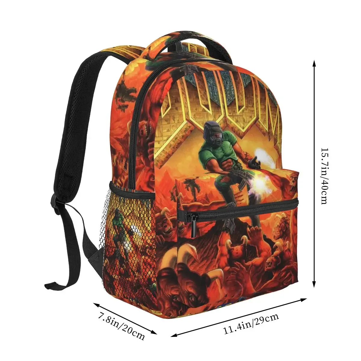 og doom slayer – sac à dos de jeu pour étudiants, sac d'école, sac à dos de randonnée, de voyage, pour garçons et filles, sac à livres à la mode, sacs à bandoulière