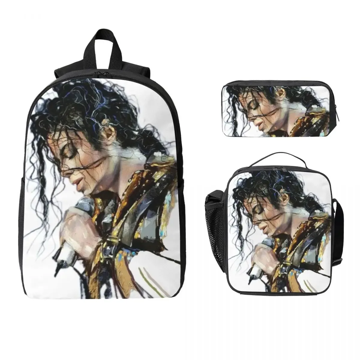 sac à dos michael jackson pour étudiants, sac d'école, sacs à bandoulière pour ordinateur, sac à déjeuner isotherme 3ps, trousse à crayons