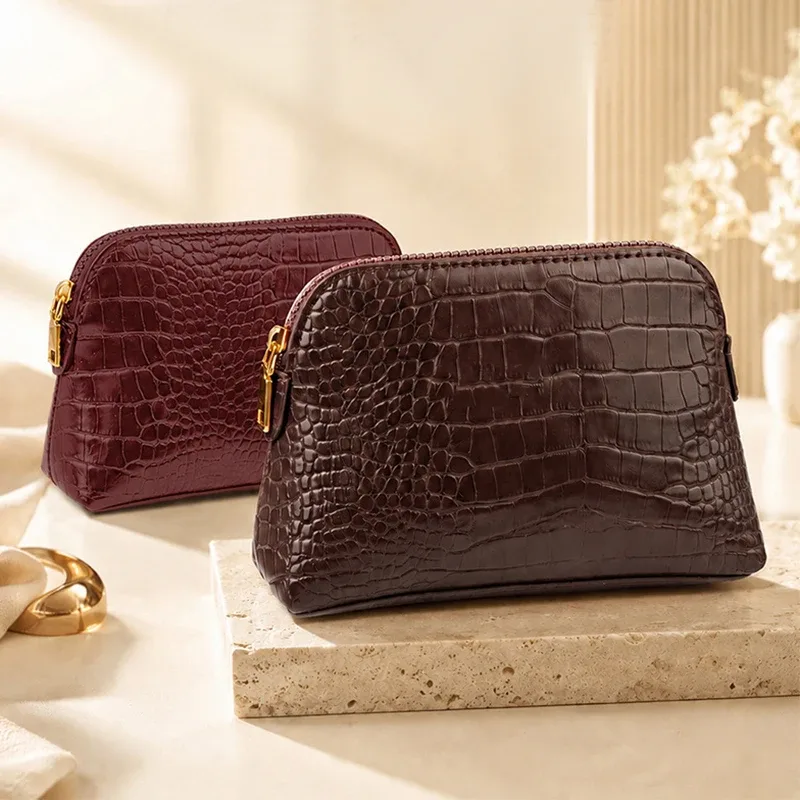 pochette de maquillage de luxe en similicuir de crocodile, motif personnalisable, sac de voyage vintage pour femme, pochette cadeau diy en gros