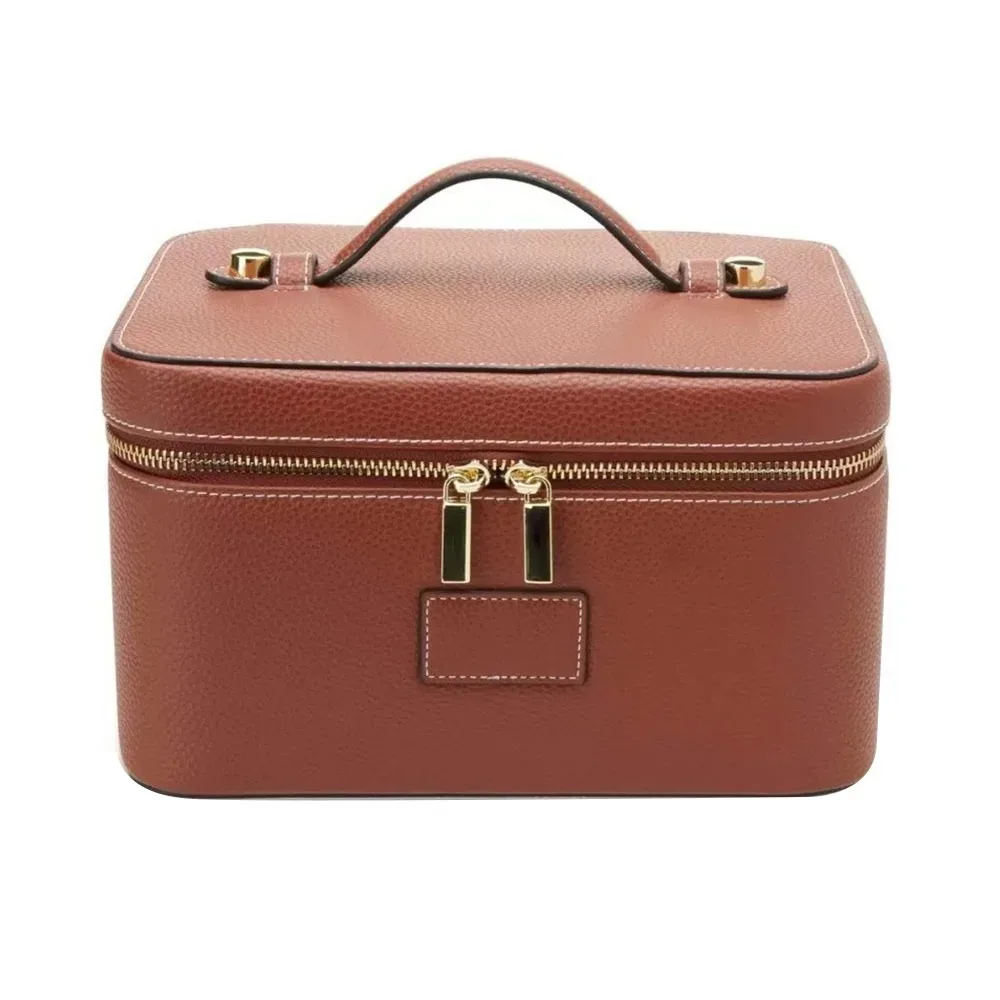 nouvelle trousse de maquillage en cuir pu, grande capacité, forme carrée, trousse de toilette imperméable, séparateur amovible, organiseur de maquillage, étui de voyage
