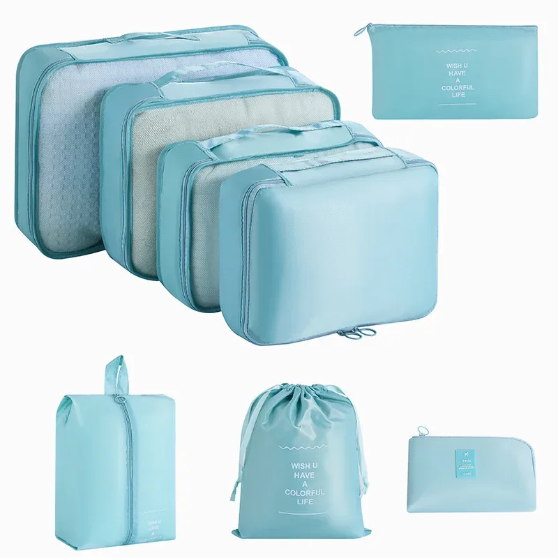 organisateur voyage tissu oxford beige clair grille transparente grande capacité rangement vêtements accessoires transports usage polyvalent domicile travail