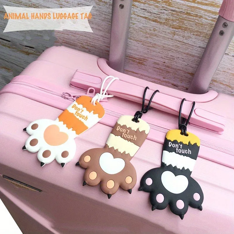 étiquette de bagage patte de chat colorée macaron, ornement anti-perte d'enregistrement, contenant différents types d'étiquettes de bagage