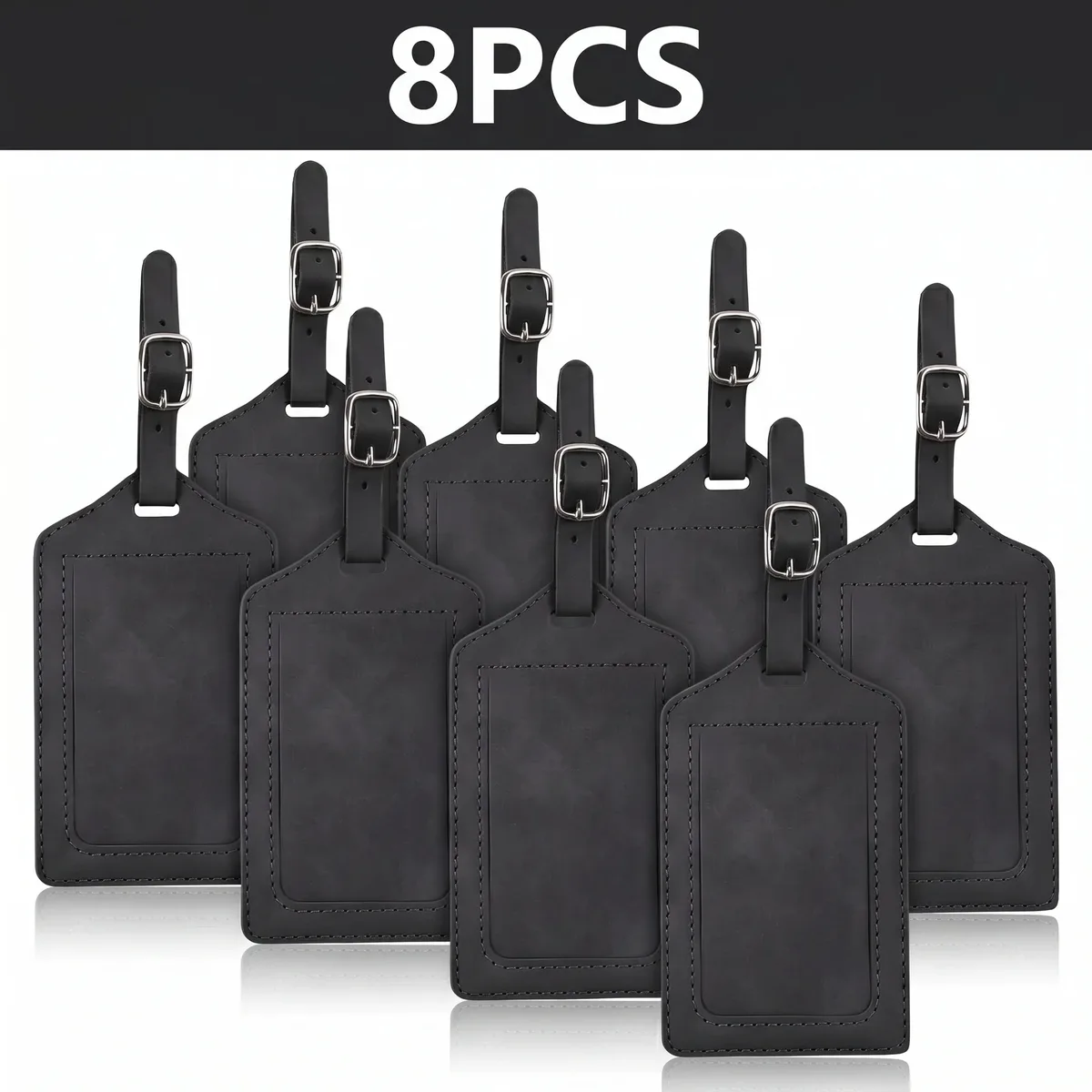 étiquette de bagage en cuir pu, 3/5/8 pièces, boucle métallique réglable, étanche, anti-perte, pour sac à dos, sac de golf