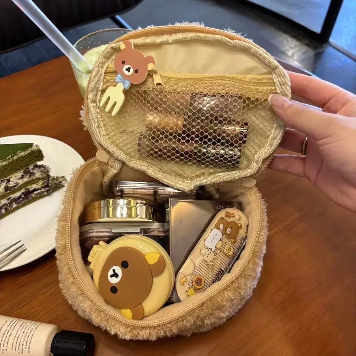 Trousse de Maquillage en Peluche Ours Anime Relaxant, Sac Cosmétique Mignon Kawaii, Organisateur de Toilette, Sac de Rangement pour Bijoux et Appareil Photo CCD, Cadeau, Ventes Flash