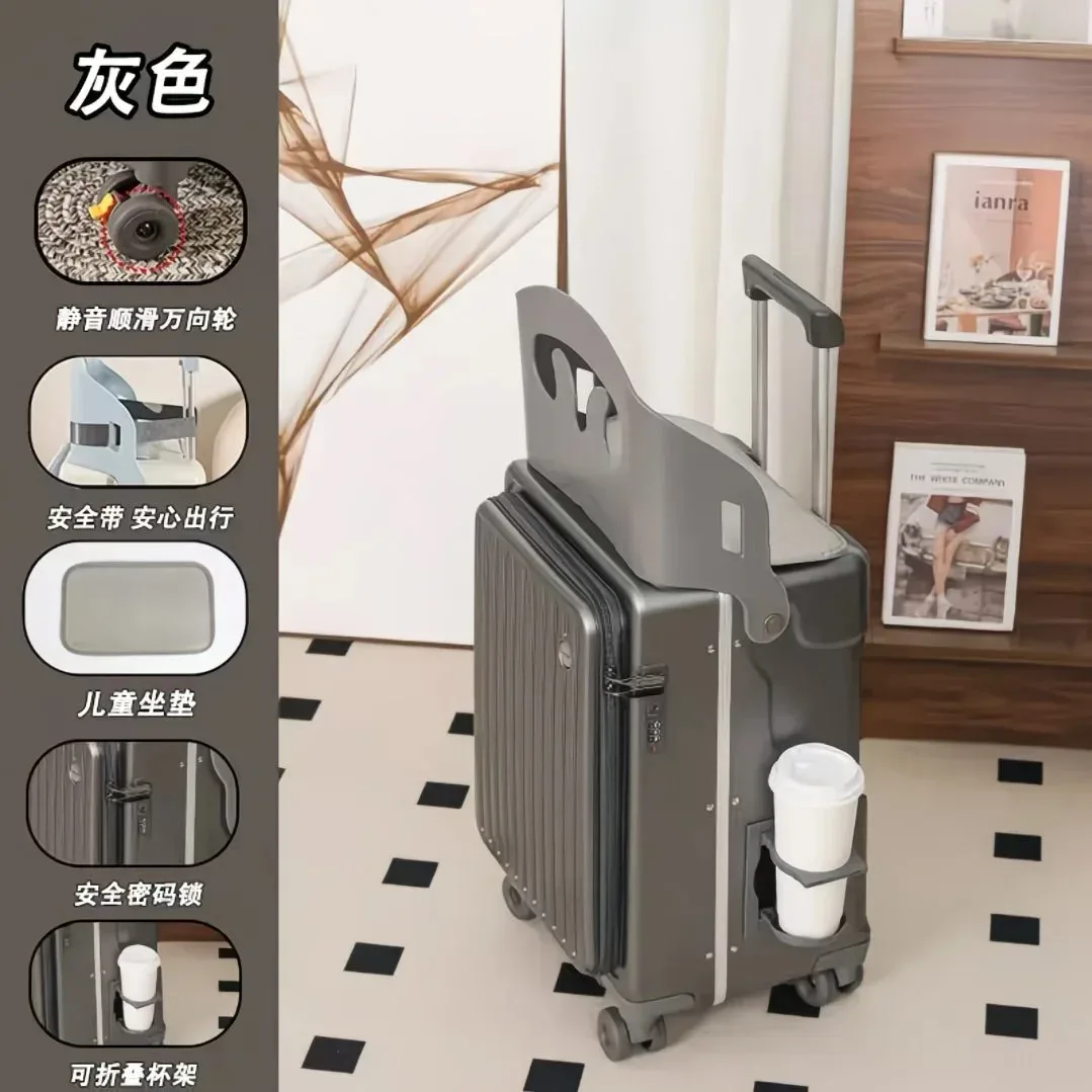 valise à roulettes pour enfants, valise poussette pour enfants de 20/24 pouces avec ouverture frontale, valise de cabine multifonctionnelle pour les voyages en avion