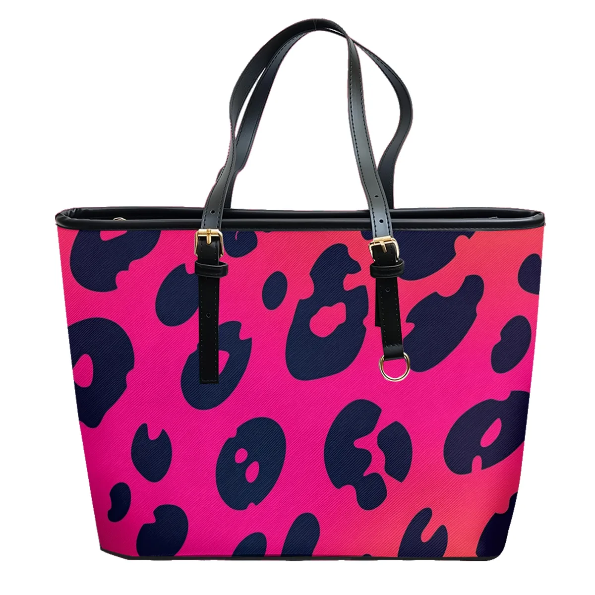 sac à bandoulière en cuir pvc oxford imprimé léopard rose, fourre-tout de voyage léger à fermeture éclair, sac à main de week-end pour le travail quotidien