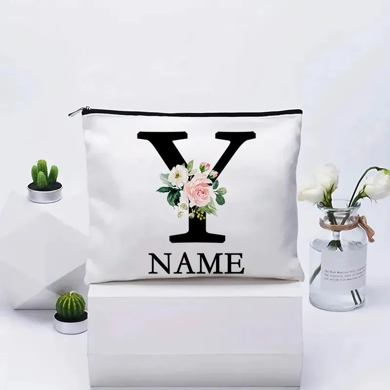 trousse de maquillage personnalisée avec nom, trousse de maquillage de voyage, trousse de maquillage de mariage, pochette cosmétique en toile pour fête, organisateur, cadeaux pour femme