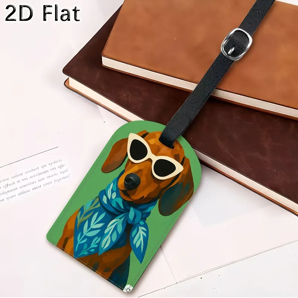 étiquette de bagage pour chien teckel, identification de bagages de voyage, accessoires de valise en pu pour l'identification en voyage