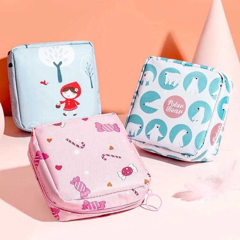 petit sac à cosmétiques de voyage pour femmes, trousse de maquillage rouge à lèvres pour filles, sac à serviettes hygiéniques, étui pour 03/présidence, sacs de rangement