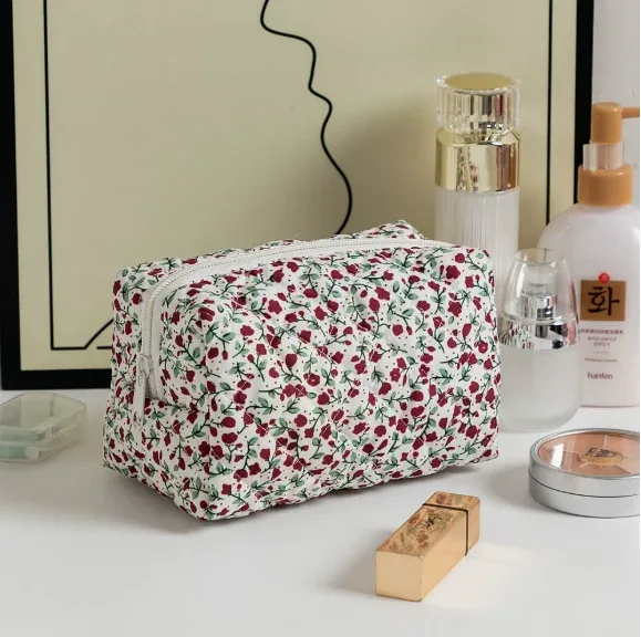 pochette de maquillage brodée de fleurs personnalisée, grande capacité, pochette cosmétique, cadeaux de demoiselle d'honneur, cadeau de fête des mères, sac organisateur de maquillage