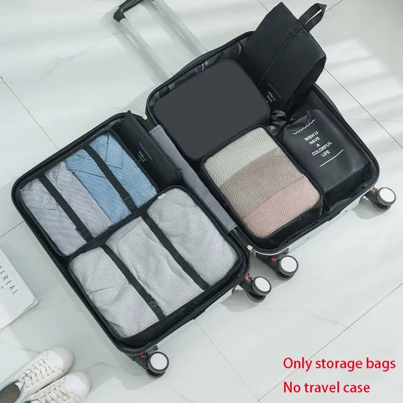 sacs de rangement pour organisateur de voyage, 7 pièces, cube de garde-robe, valise, ensemble de cubes d'emballage, bagages, vêtements, pochette à chaussures pliante