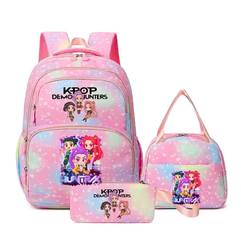 kpop demon hunters – sac à dos pour ordinateur portable pour filles, 3 pièces, sac à dos huntr/x pour adolescents, garçons et femmes, mochila de voyage pour usage quotidien