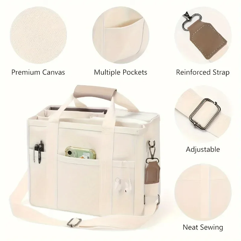sac à bandoulière blanc à la mode pour femmes, sac à main de grande capacité, sacs de rangement multifonctionnels à plusieurs compartiments