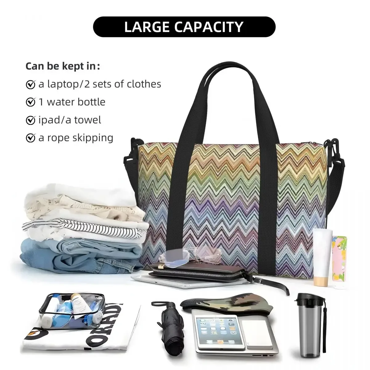 sac fourre-tout boho personnalisé pour femme, sac de plage moderne chic, extra large, sac de sport à main, géométrique, multicolore, sacs de voyage, sacs à provisions