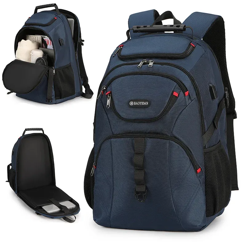 sac à dos pour hommes pour voyages d'affaires, grande capacité, multi-compartiments, sac de transport pour ordinateur portable de 15 pouces, couleur unie