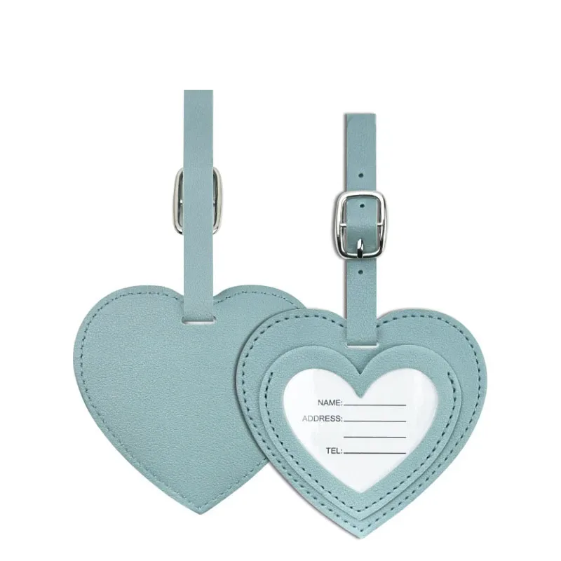 étiquettes de bagage en cuir pu épaissi, design créatif 'love', pour cartes d'embarquement, accessoires de voyage et de vacances, étiquettes d'identification nominative pour le check-in