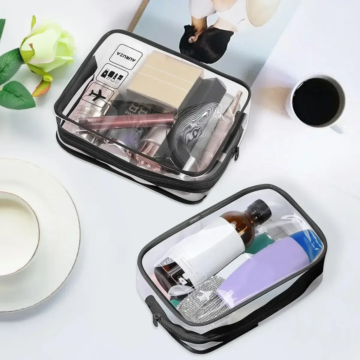 1/3 pièces transparent fermeture éclair maquillage sac organisateur boîte hommes femmes voyage clair sac cosmétique étanche toilette lavage maquillage sacs