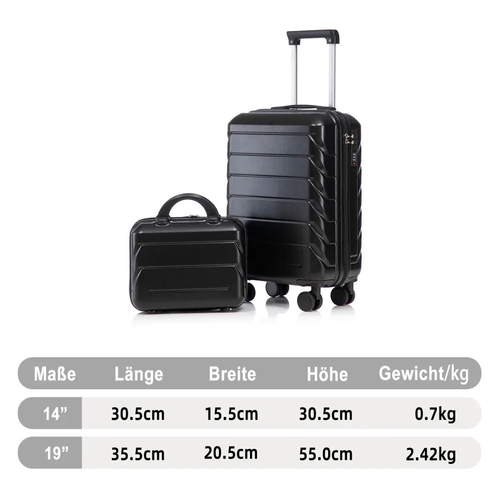 ensemble de valises de voyage en abs à roulettes avec serrure à combinaison, sac trolley tendance