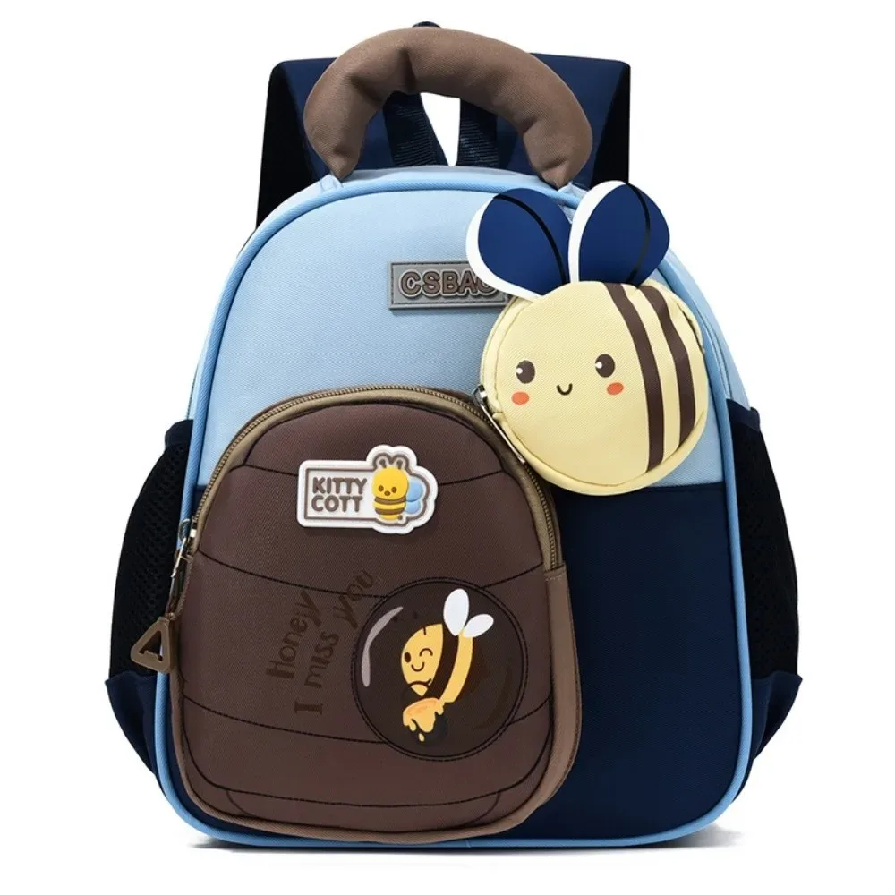 sac à dos pour enfants motif petite abeille de dessin animé, bretelles élargies, ergonomique, léger, soulage la charge, sac à dos pour la maternelle.