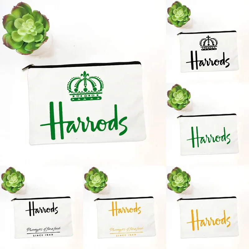 Organiseur de Maquillage Harrods, Trousse de Toilette en Toile, Pochette de Voyage à Fermeture Éclair, Petite Pochette Portable