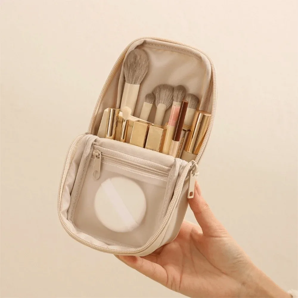 sac à pinceaux de maquillage imperméable, grande capacité, fermeture éclair, étui de rangement pour stylos, trousse de toilette multi-compartiments en pu, portable