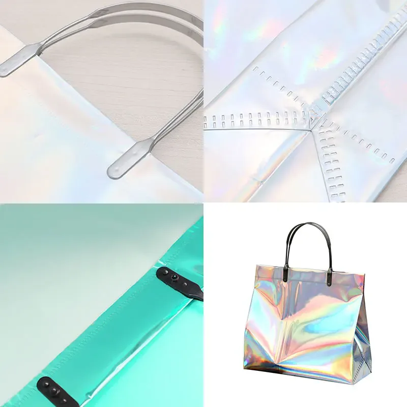 sac fourre-tout laser en pvc, sac à main optique, sac cadeau étanche, sac en plastique pour vêtements, sac à provisions, sac cadeau de noël, grands ornements de bonbons