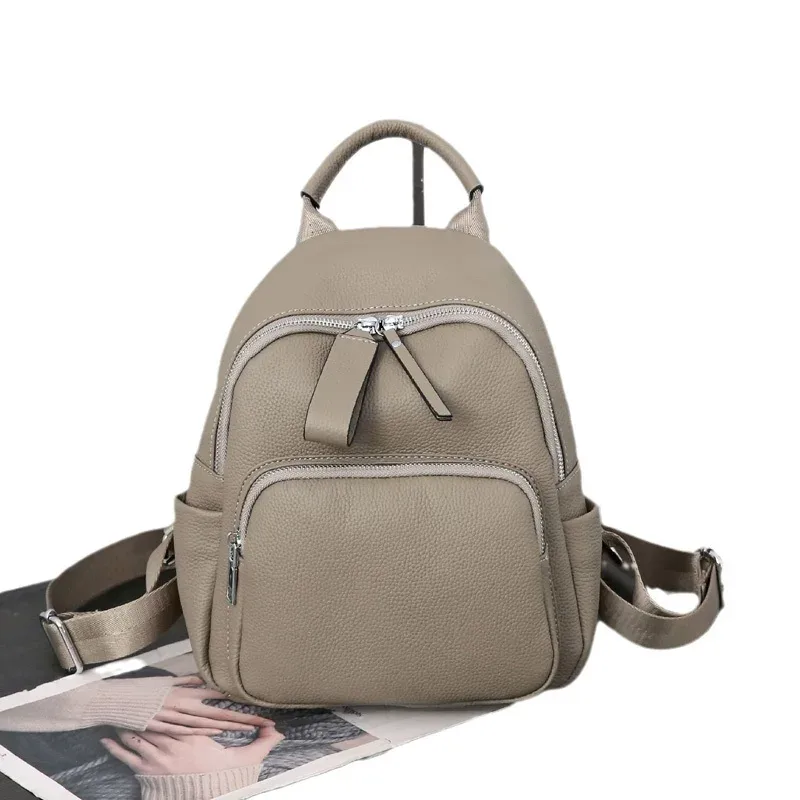 petit sac à dos en cuir de vachette véritable pour dames, sac de voyage antivol, sac à dos décontracté en cuir véritable