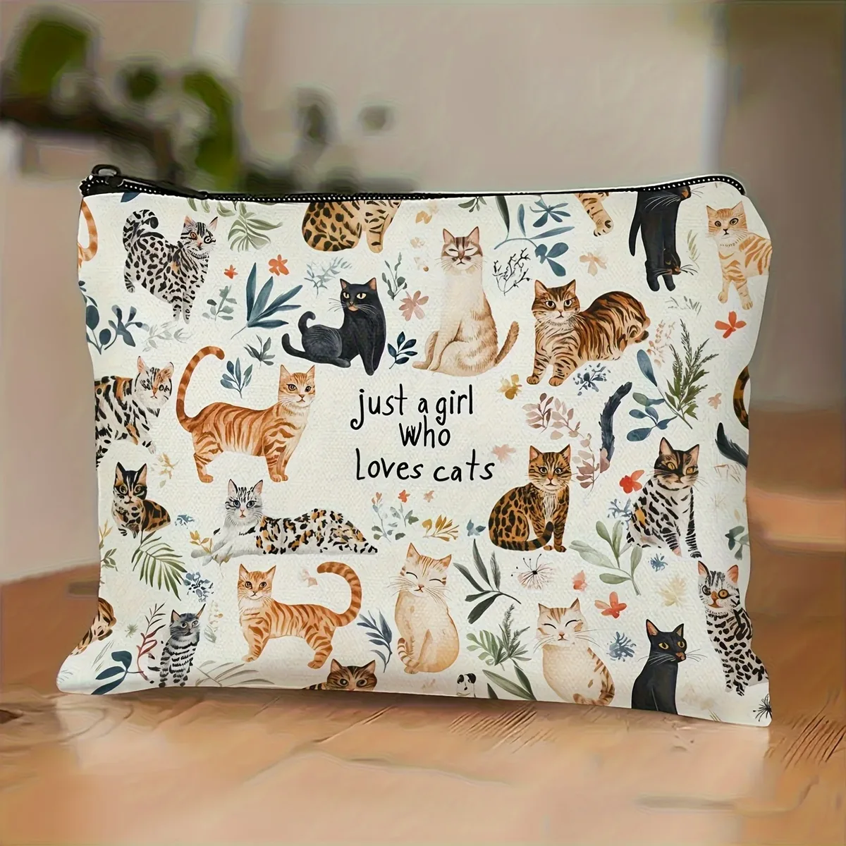 sac à cosmétiques chic vintage imprimé chat, pochette de maquillage légère pour femmes et hommes, porte-monnaie, sac de rangement, trousse à crayons à fermeture éclair