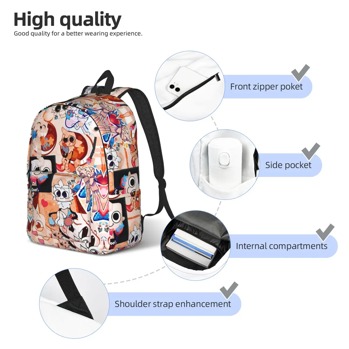 sac à dos dandys world shelly pour hommes et femmes, sac à dos cool pour étudiants, randonnée, voyage, sac à dos de jour, sac en toile pour collège, activités de plein air