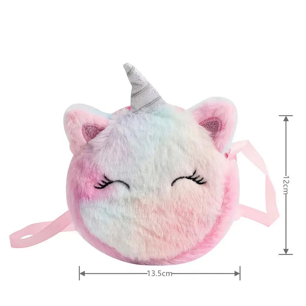 sac à bandoulière en peluche pour enfants, portefeuille licorne de dessin animé mignon, sac à main pour filles, accessoires pour bébés