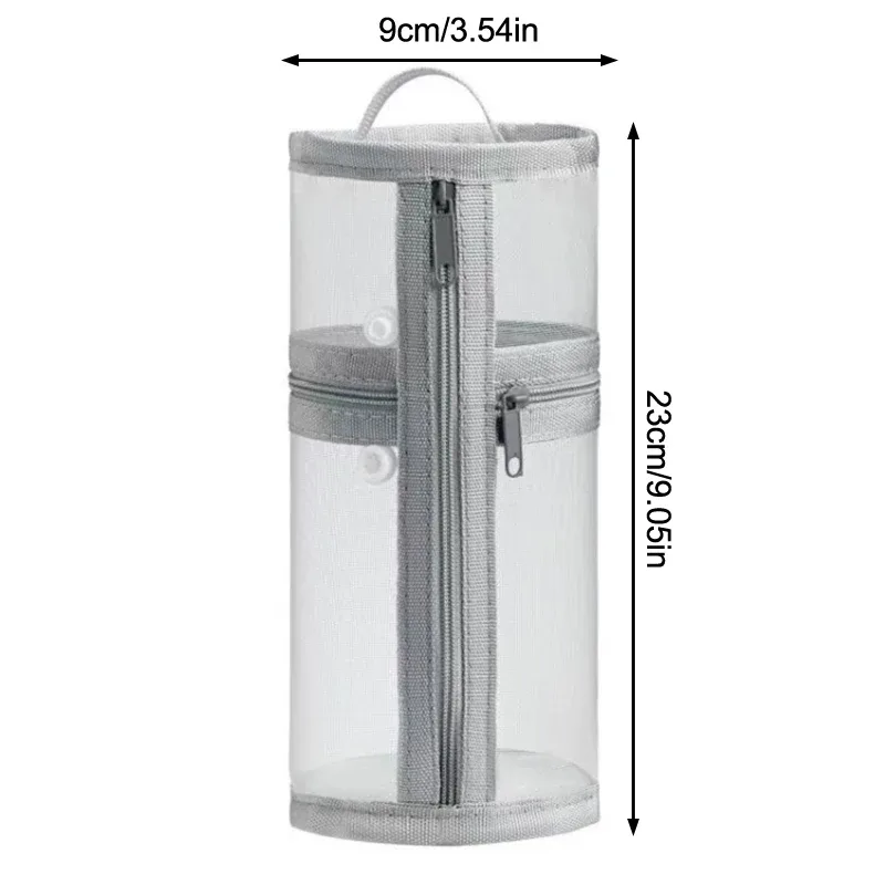 sac transparent de rangement de cosmétiques rond en maille, pochette de rangement de pinceaux de maquillage de grande capacité, étui à cosmétiques de voyage pour outils de pinceaux