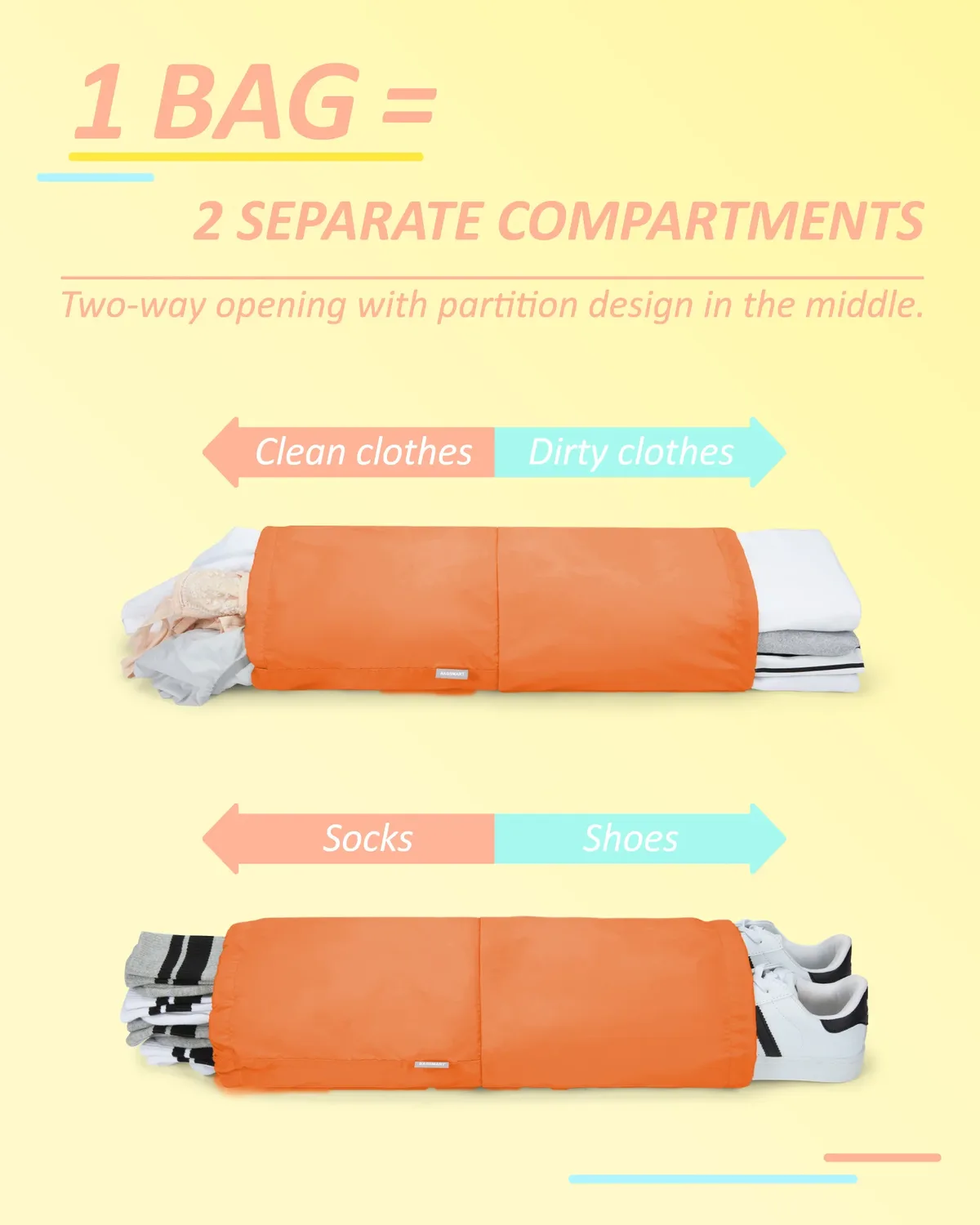 organisateur voyage polyester gris orange compresseur sac chaussures décontracté femmes sets compartiments zippés espacegain usage polyvalent voyages