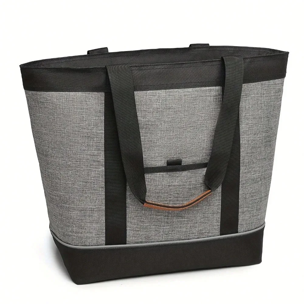 Sac fourre-tout isolé de grande capacité, sac à déjeuner pliable léger, sac à bandoulière à bandoulière fixe