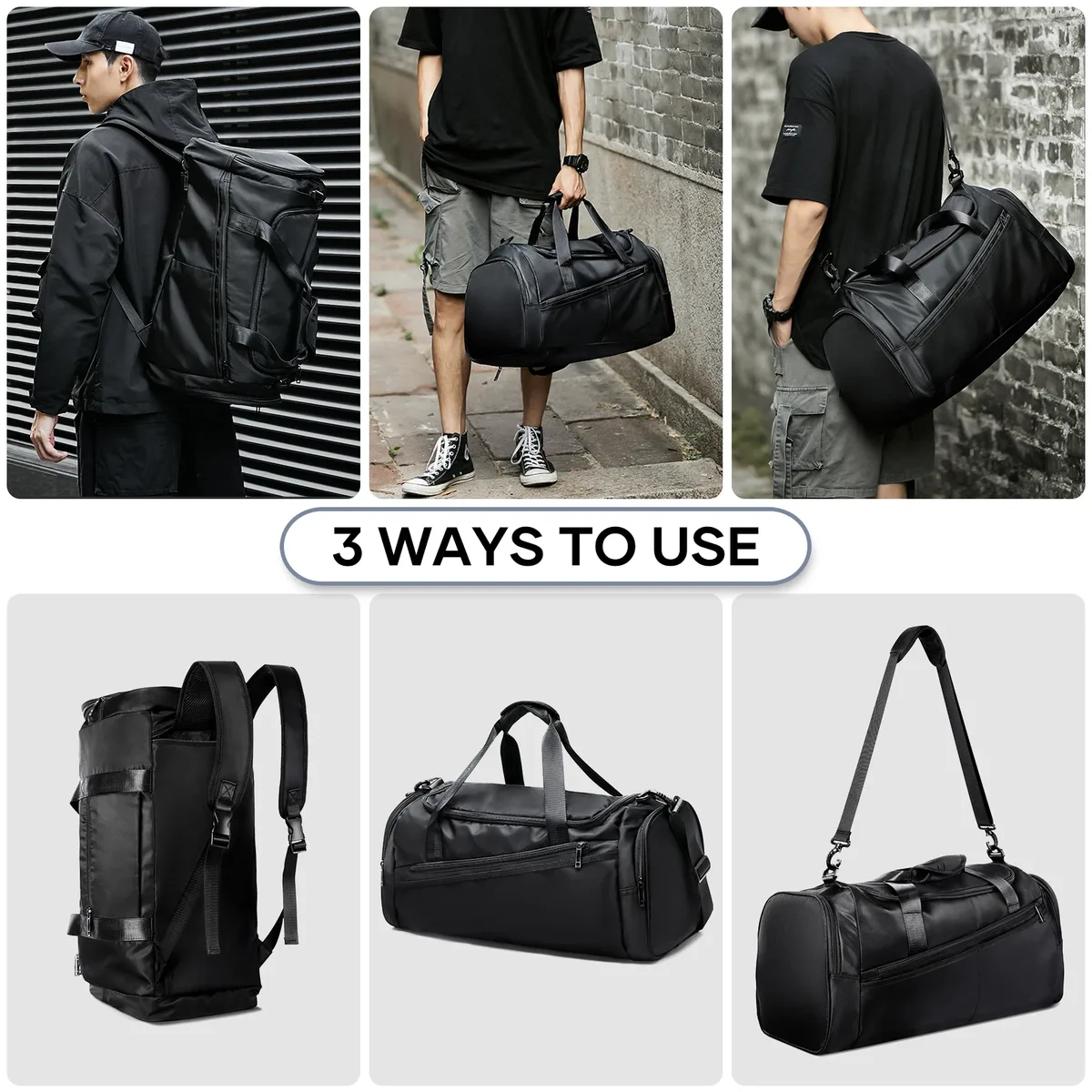 sac de sport sac polochon de voyage avec poche humide et compartiment à chaussures pour hommes femmes imperméable grand week-end sac à dos de nuit