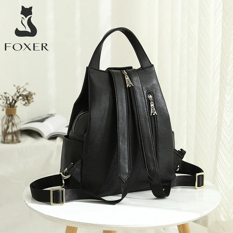 foxer marque femmes style sac à dos femme en cuir véritable + microfibre sac à dos fille sac d'école mode sac de voyage cadeau de noël