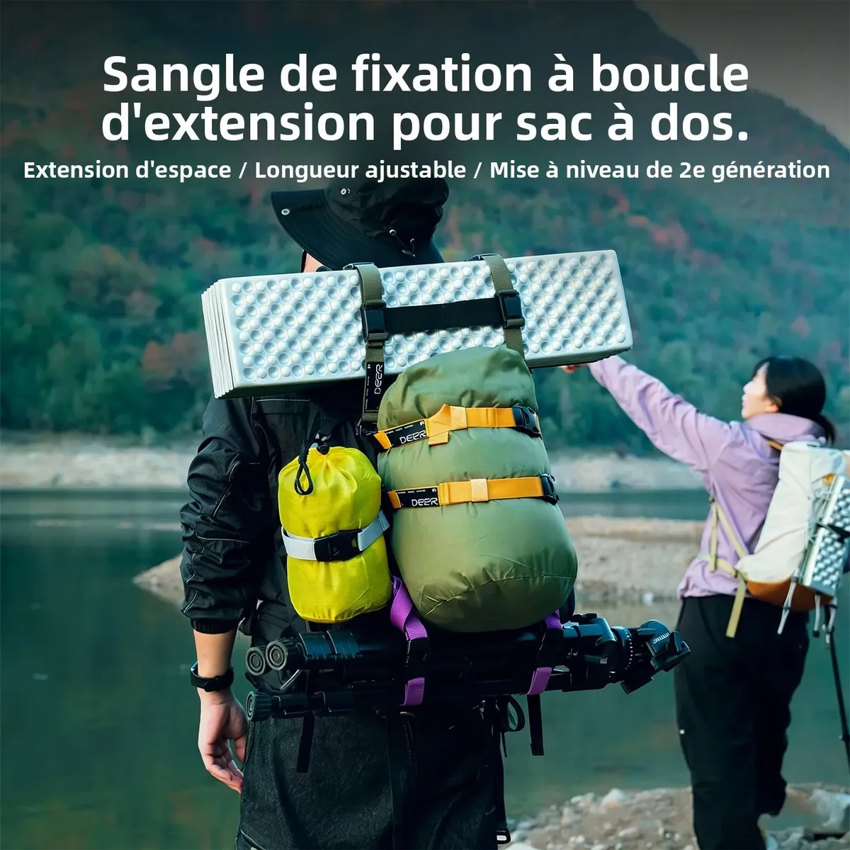 sac à dos de randonnée et d'alpinisme avec boucle externe, sangle d'extension multifonctionnelle, accessoire d'expansion pour sac à dos tactique