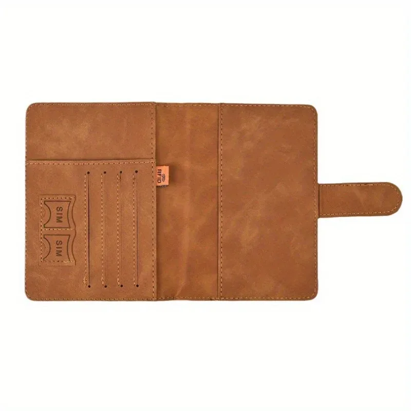 porte-passeport personnalisable anti-rfid – cuir synthétique élégant avec motif carte, portefeuille de voyage multifonctionnel