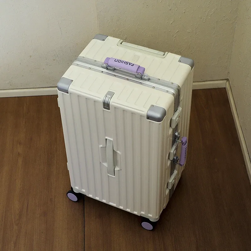 valise de voyage grande capacité bicolore 20-28 pouces avec cadre en aluminium renforcé, bagage en pc avec rou