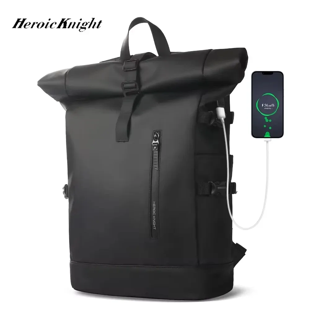 heroic knight – sac à dos étanche pour hommes et femmes, sac à dos de voyage extensible avec chargeur usb, sac pour ordinateur portable de grande capacité, mochila
